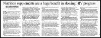 Nutritional Supplements Are A Huge Benefit In Slowing HIV Progress