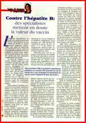 Contre l'h�patite B: des sp�cialistes mettent en doute la valeur du vac